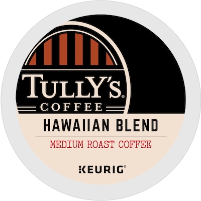 Tully's Hawaiian Blend Coffee Keurig® K-Cup® Pods, Medium Roast, 96/Carton (66064)