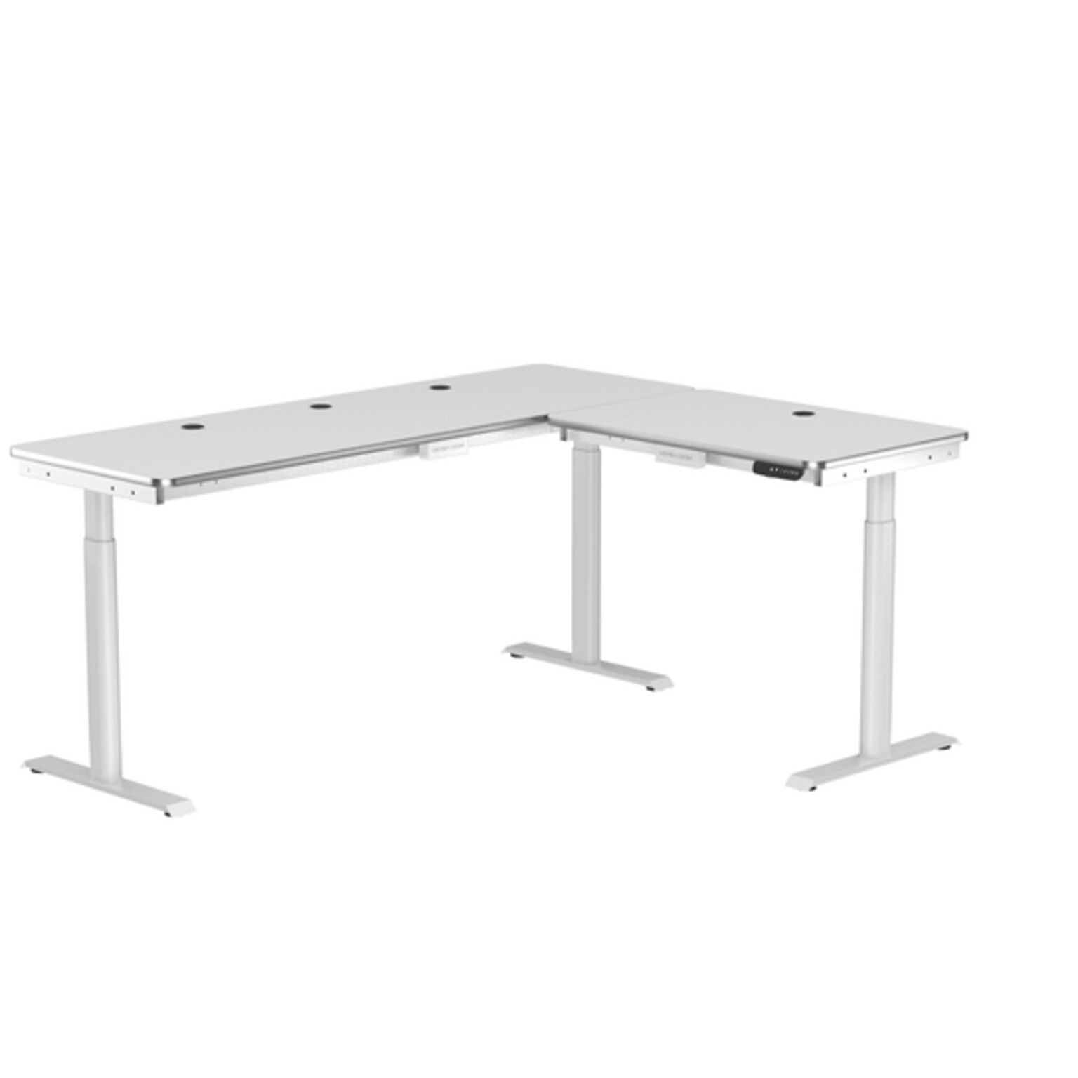 VersaDesk PowerLift 60W Electric L-Shaped Adjustable Standing Desk, White (PLLSD7260-WW-APP)