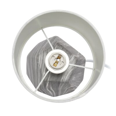 Simple Designs 10.24" LED Table Lamp, Marble Base/White Shade (LT2065-MBL)