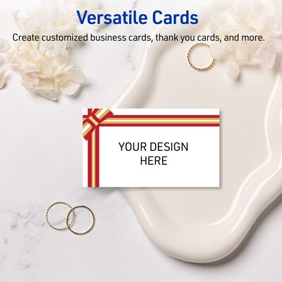 Avery Gold-Red Gift Bow Matte Blank Card, White, 80/Pack (S00-FFP)