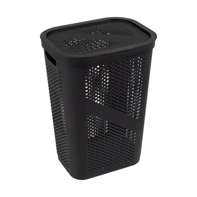 Mind Reader 15.85-Gallon Slim Laundry Hamper with Lid, Plastic, Black (HBIN60-BLK)