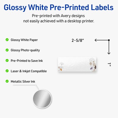 Avery Laser/Inkjet Rectangle Multipurpose Labels, 1 x 2-5/8, White, 160/Pack (S00-F45)