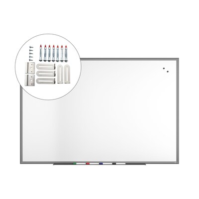 TRU RED™ Magnetic Porcelain Dry Erase Board, Gunmetal Frame, 6' x 4' (TR61187)