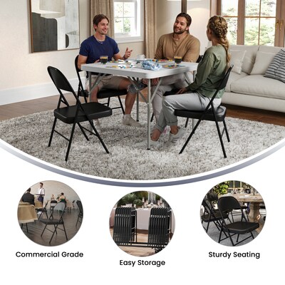 Flash Furniture HERCULES Series Metal Folding Chair, Black, 4/Pk (4BDF002BK)