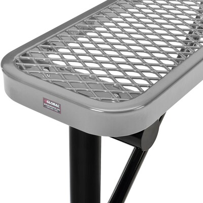 Global Industrial 4' Outdoor Steel Flat Bench, Expanded Metal, Gray (695741GY)