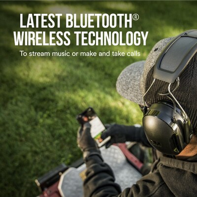 3M WorkTunes Connect and Solar Wireless Bluetooth Hearing Protector, 26 dB, Black (90573-DC)