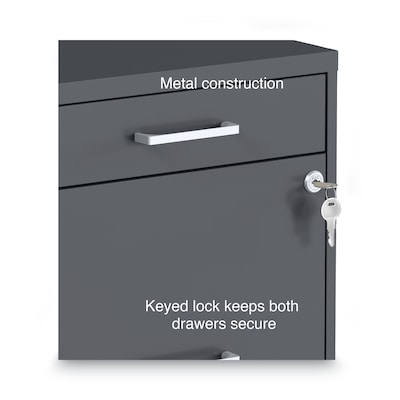 Alera® Soho 2 File-Drawer Vertical Standard File Cabinet, Letter Size, Lockable, 24.1"H x 14"W x 18"D, Charcoal (2806768)