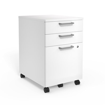 Union & Scale™ Essentials 3-Drawer Vertical File Cabinet, Mobile/Pedestal, Letter/Legal, White, 21" (UN56980)