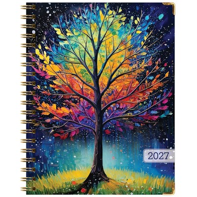 2027 Excello Brands Fashion Planner 8.5" x 11" Calendar Year Weekly & Monthly, Hardcover, Black Tree Seasons