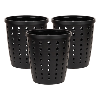 Staples Plastic Trash Can, 2.8 Gallon, Black, 3/Pack (ST63906)