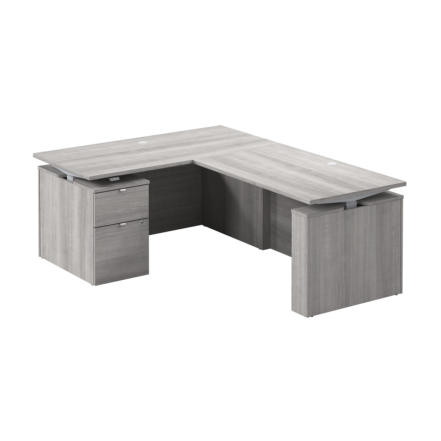Bush Business Furniture Stratus 60W Electric L-Shaped Adjustable Standing Desk with Cabinet, Platinum Gray (SUT015PG)