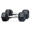 WeCare Fitness Rubber-Coated Chrome Handle 20 Lbs Dumbbells, 2/Set (WDN100013)