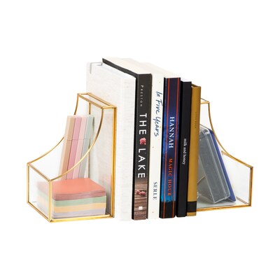 Mind Reader Metal Terrarium Bookends, 6.25", Gold (GLBOOK2-GLD)