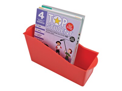 Deflect-O Polypropylene Book Bin, 7.35" x 5.34" x 14.2", Red (39508RED)