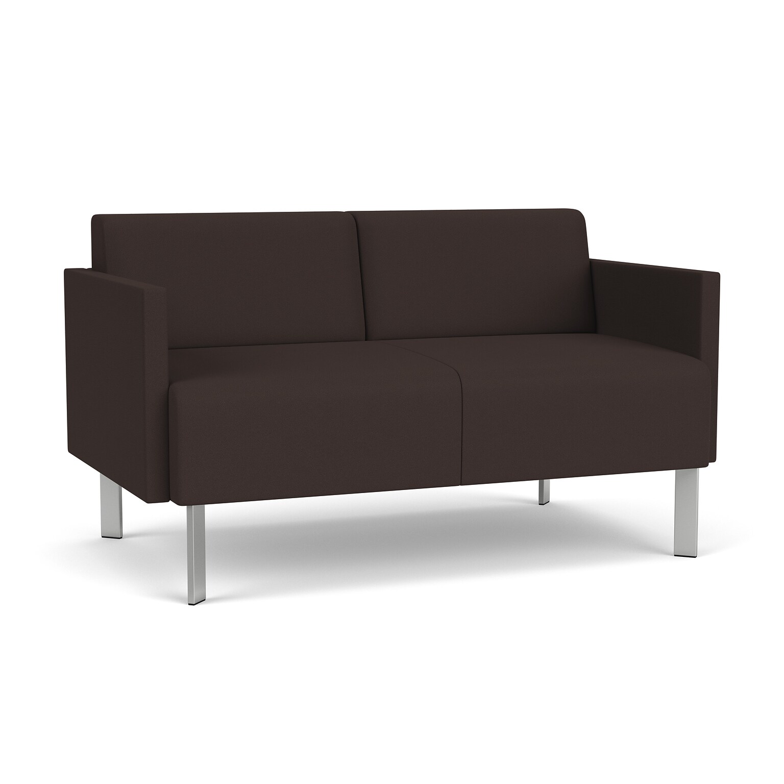 Lesro Luxe 52.5W Fabric Loveseat, Open House Coffee Bean/Silver (LX1501.FSV-01OHCB)