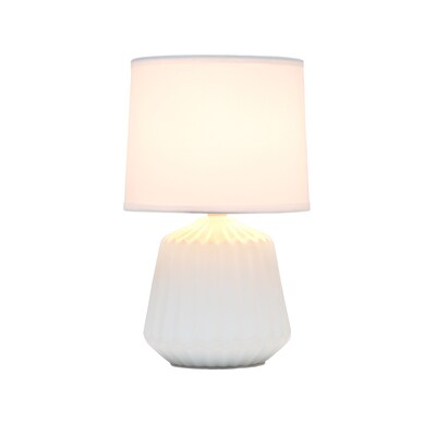 Simple Designs Petite Off White Pleated Base Table Lamp (LT1120-OFF)