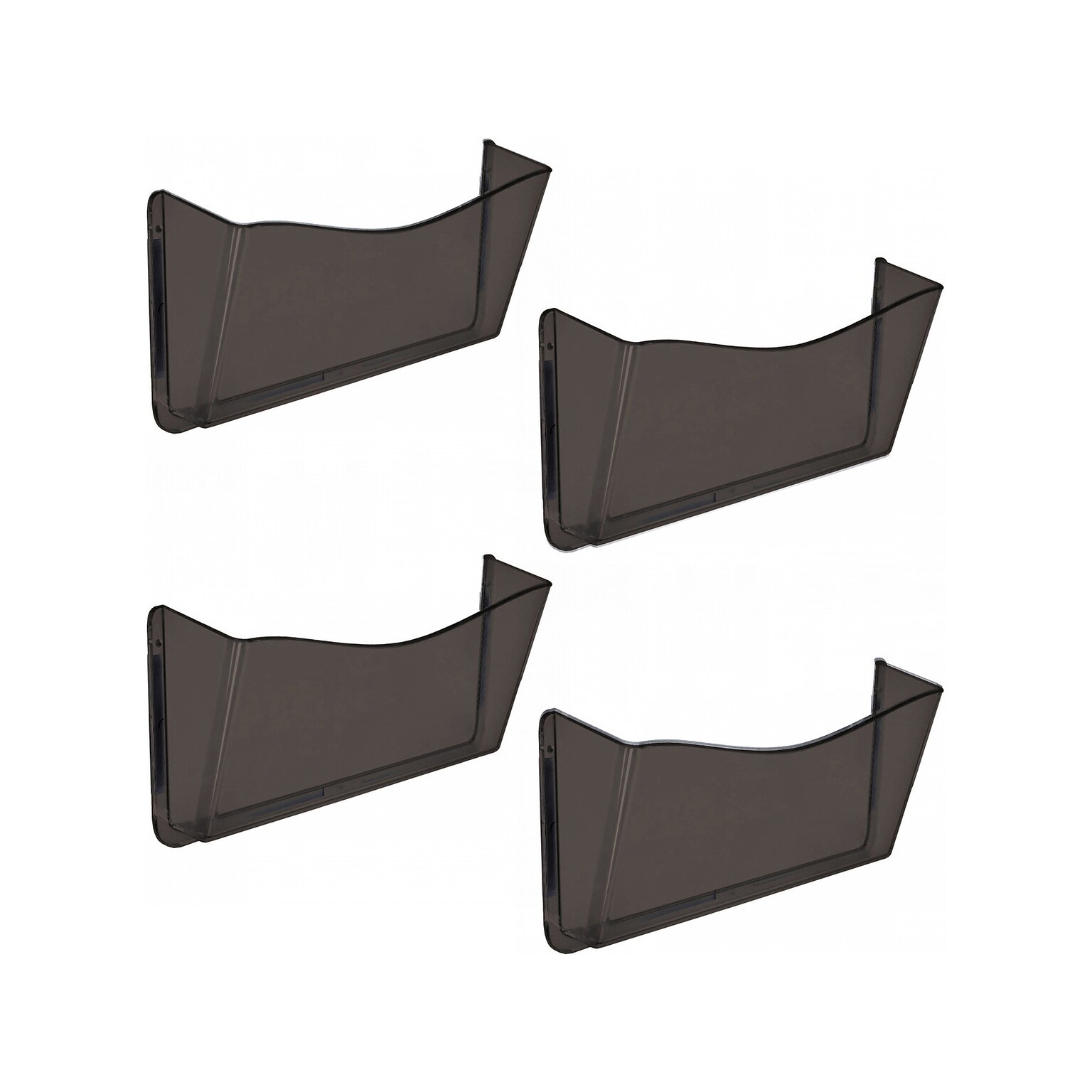 Azar Polystyrene Mountable Wall File Holder with Magnets, Dark Gray/Smoke, 4/Pack (250045-SMK)