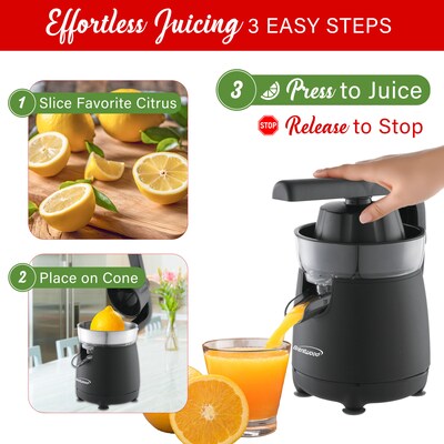 Brentwood® 80-Watt Electric Citrus Juicer with Ergonomic Lever, Black (J-26BK)