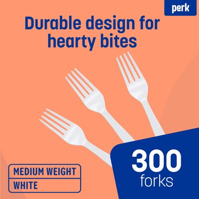 Perk™ Polystyrene Fork, Medium-Weight, White, 300/Pack (PK56401)