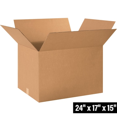 24 x 17 x 15 Shipping Boxes, 32 ECT, Brown, 15/Bundle (241715)
