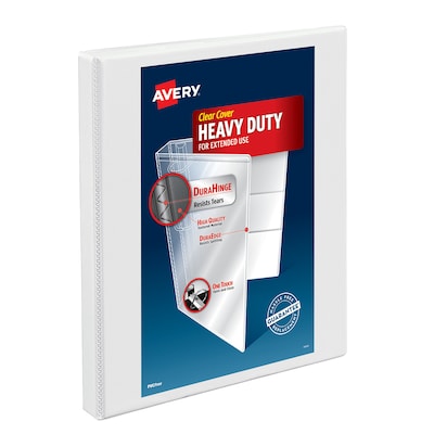 Avery Nonstick Heavy Duty 1/2 3-Ring View Binders, Slant Ring, White (5234)