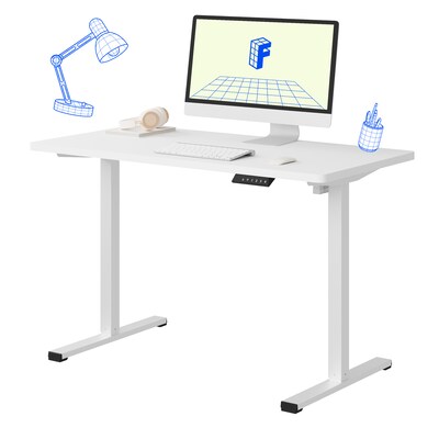 FlexiSpot ET155E 48W Electric Rectangular Adjustable Standing Desk, White