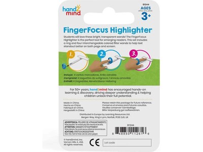 hand2mind FingerFocus Highlighters, Assorted Colors, 5/Set (91244)