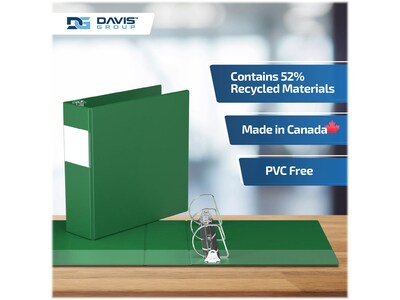 Davis Group Premium Economy 3" 3-Ring Non-View Binders, D-Ring, Green, 6/Pack (2305-04-06)