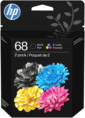 HP 68 Black/Tri-Color Standard Ink Cartridges 2/Pack, Works with Envy 6100e, 6500e Series (6L6S2TN)