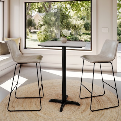 Flash Furniture Acadia Wooden Dining Table with X-Base, 23.75"D x 29.75"W, Gray Faux Concrete/Black Base (ST2430CGT2222B)