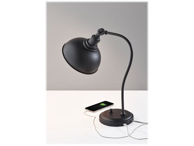 Adesso Wallace Incandescent Desk Lamp, 20", Matte Black (3754-01)