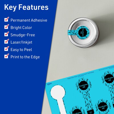 Avery Printable Decorative Edge Multipurpose Labels, 1.5 x 4, Bright Blue, 160/Pack (94116)