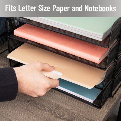 Mind Reader Metal Side Loading Stackable Letter Tray, Letter Size, Black (DSTACK4-BLK)