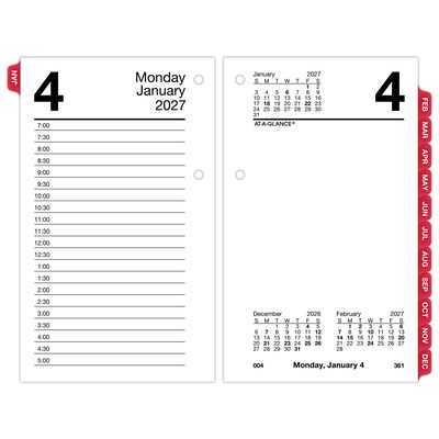2027 AT-A-GLANCE 6 x 3.5 Daily Calendar Refill Pages, White/Black (E717T-50-27)