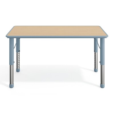 Flash Furniture Wren Rectangular Activity Table, 23.5" x 47.25", Height Adjustable, Natural Woodgrain/Dusty Blue
