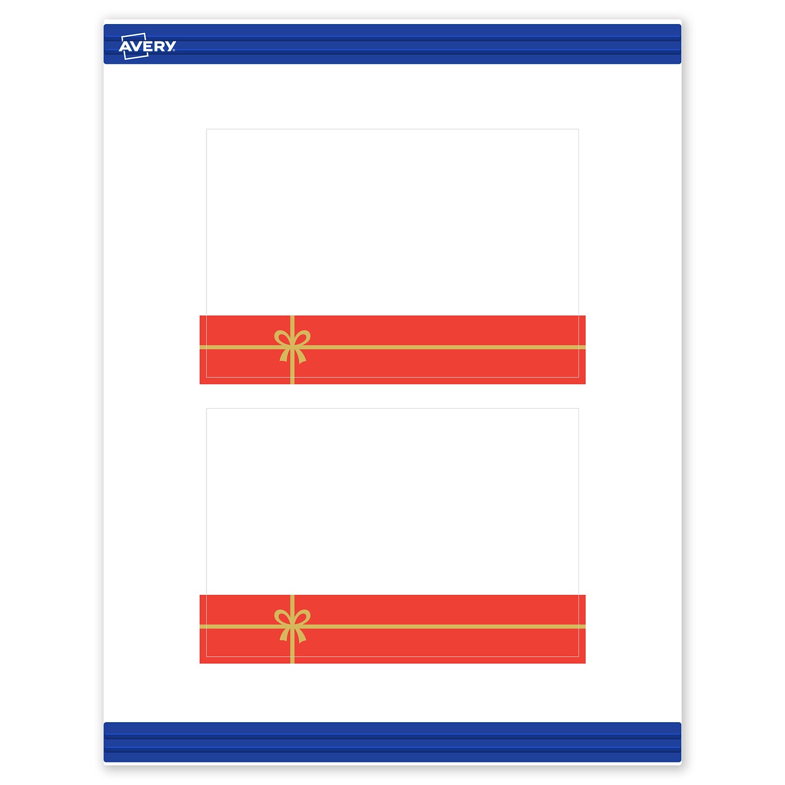 Avery Gold-Red Gift Matte Blank Card, White, 20/Pack (S00-FG9)