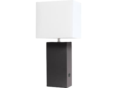 Lalia Home Lexington Table Lamp, Brown Faux Leather (LHT-3012-BW)