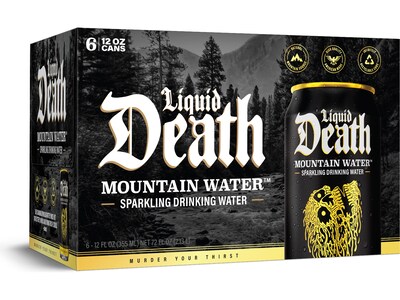 Liquid Death Sparkling Mountain Water, 12 fl. oz., 6 Cans/Box, 4 Boxes/Carton (LD-12-S-4x6pk)