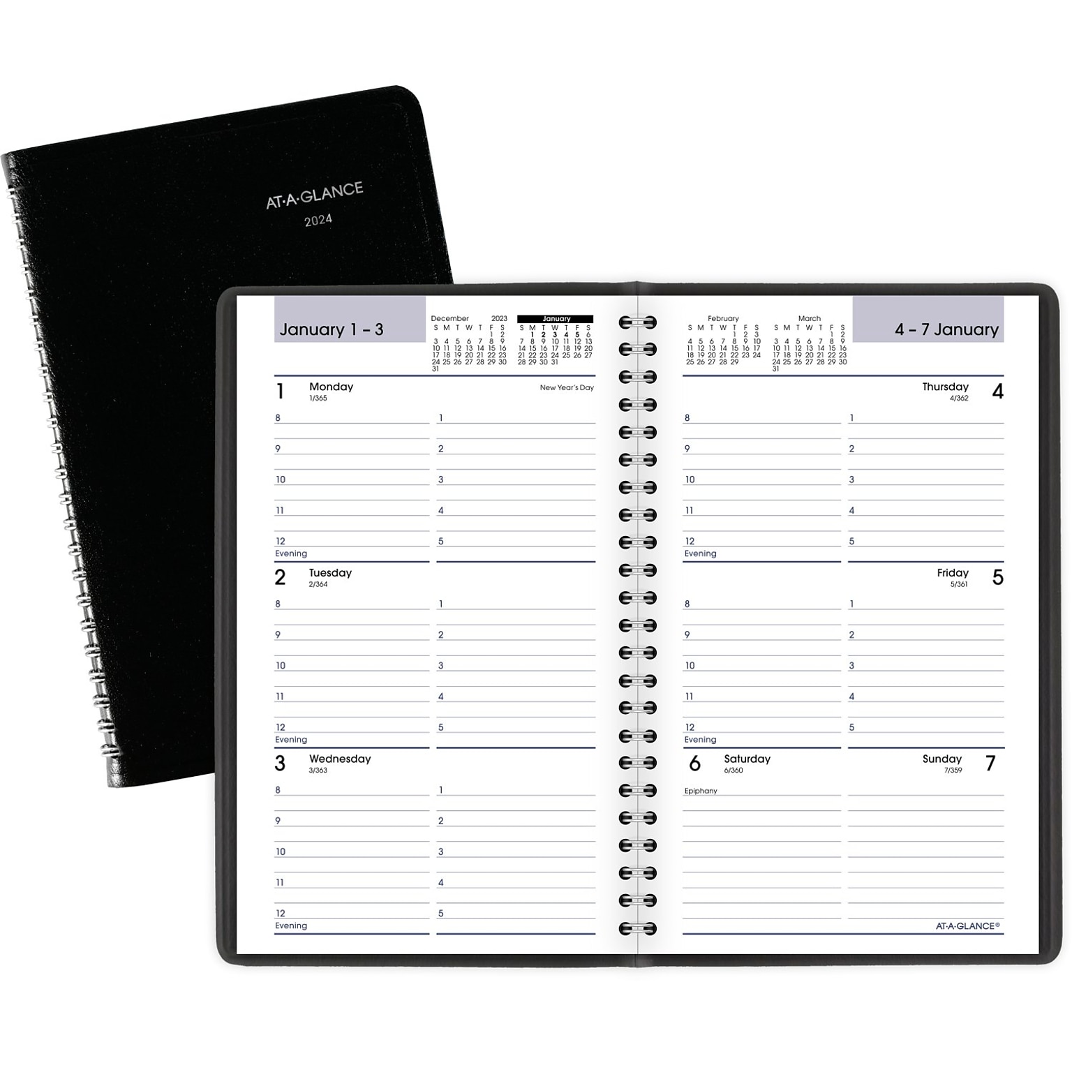 2024 AT-A-GLANCE DayMinder 5 x 8 Weekly Appointment Book Planner, Black (G200-00-24)