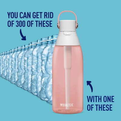 Brita Plastic Filtered Water Bottle, 36 oz., Blush (36525)