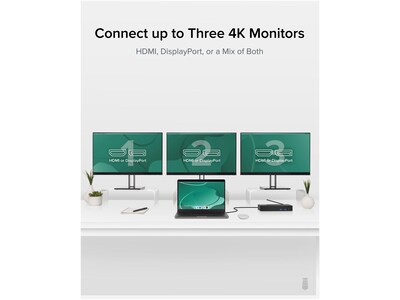 Plugable USB-C Triple 4K HDMI and DisplayPort Display Docking Station  (UD-6950PDZ)