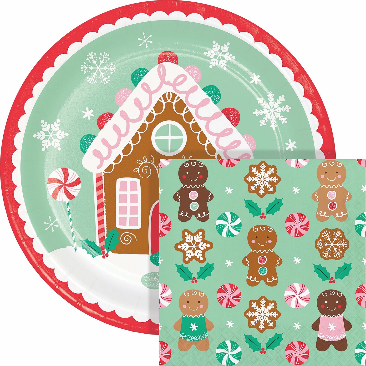 Say Hooray! Holiday Sweets Paper Plates and Napkins Kit, Multicolored, 48/Pack (DTC9403E2G)