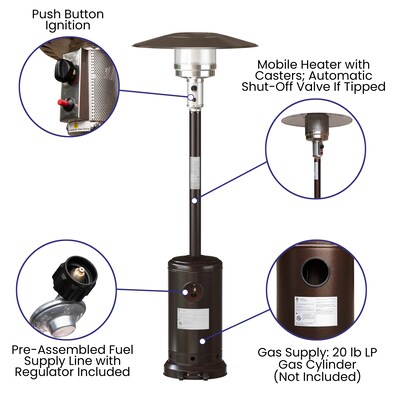 Flash Furniture Sol 40,000 BTU Portable Outdoor Propane Patio Heater, Bronze (NANHSSAGHBR)