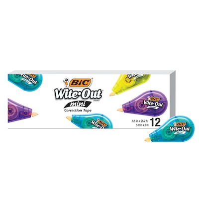 BIC Wite-Out Mini Correction Tape, White, Dozen (WOTM11-WHI)