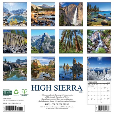 2026 Willow Creek High Sierra 12 x 12 Monthly Wall Calendar (55830)