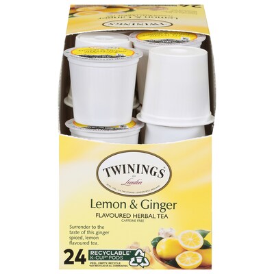 Twinings of London Lemon & Ginger Herbal Tea, Keurig® K-Cup® Pods, 24/Box (TNA89556)