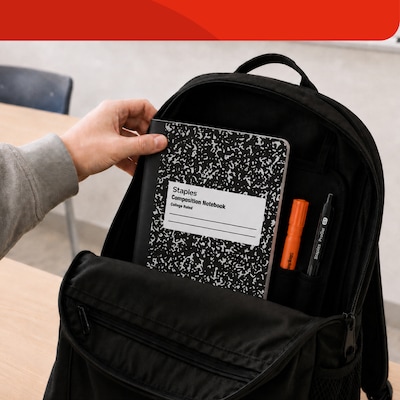 STAPLES Composition Notebook, 9.75” x 7.5”, College Ruled, 100 Sheets, Black