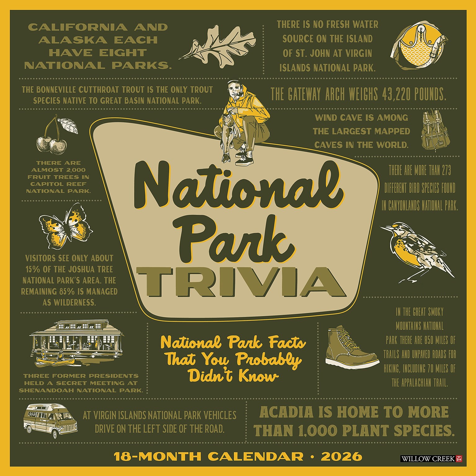 2026 Willow Creek National Park Trivia 12 x 12 Monthly Wall Calendar (52112)