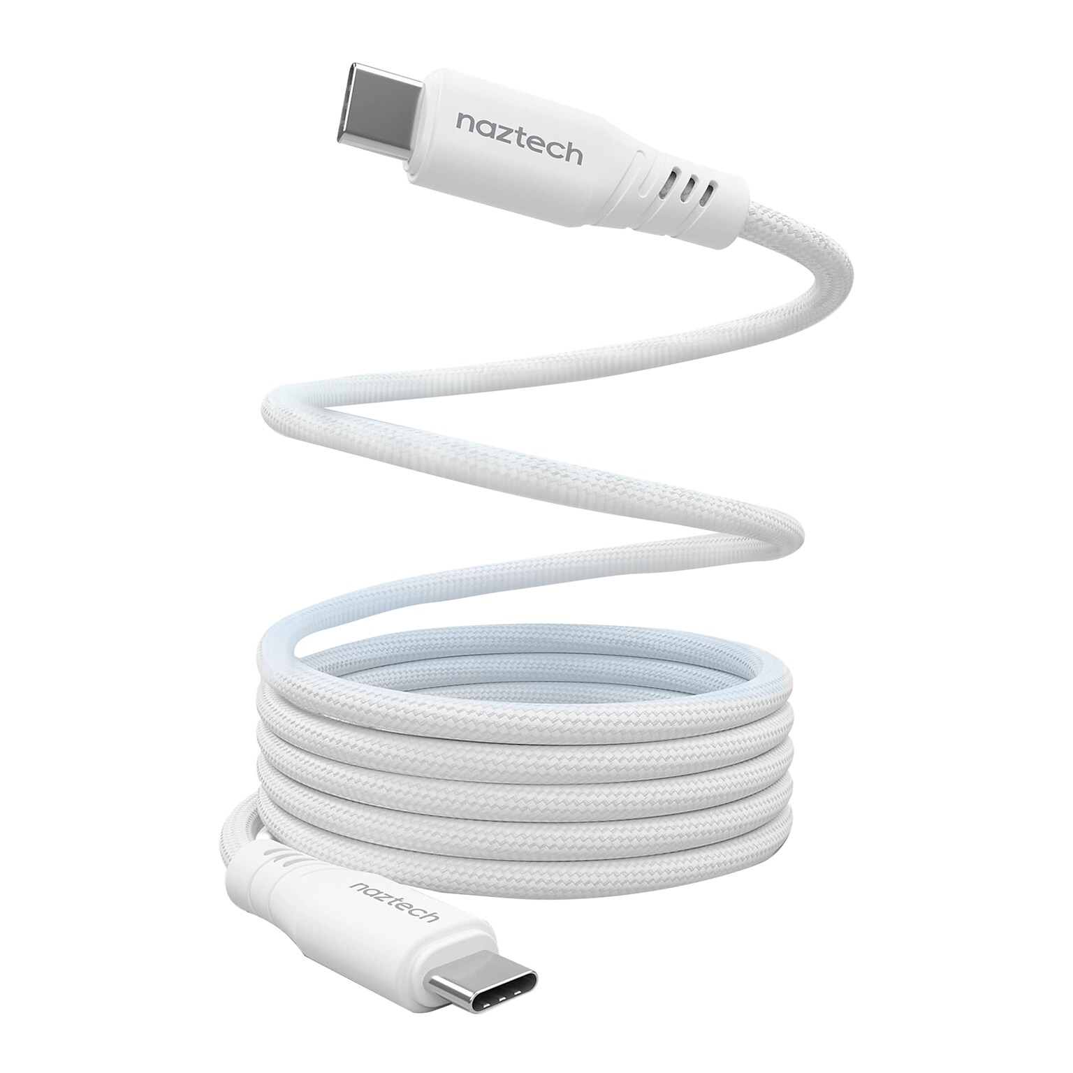 Naztech REcoil Magnetic USB-C to USB-C Braided Cable, 6 ft., White (16049)