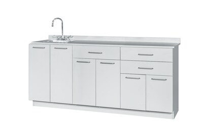 Viva Comfort 36.75"H x 72"W Exam Room Medical Cabinet With Sink, 6-Doors, 3-Drawers, Gray (ADIME902-BASE-72-LS-GRY-MK)